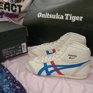 Onitsuka Tiger by Asics White and Blue Athletic Shoes